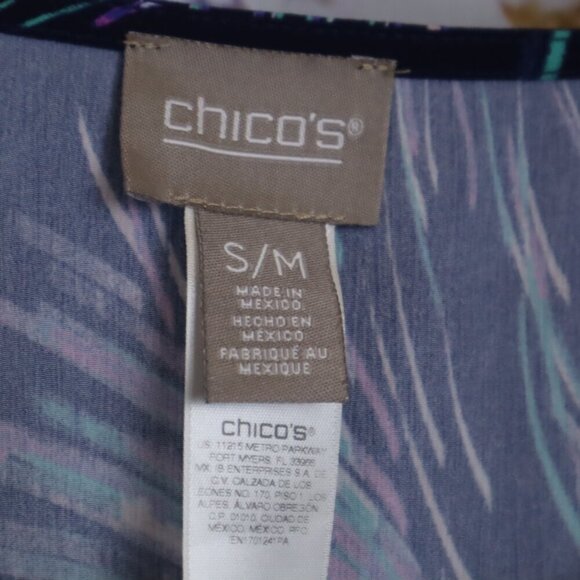 WATERCOLOR SHEER BLOUSE S/M Chico's Swim Cover Vacation Beach Bright Dopamine - Picture 4 of 7